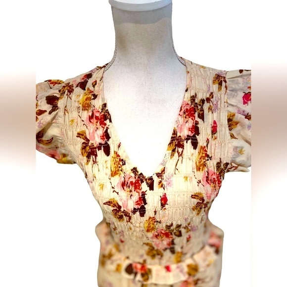 Nwot Sea New York Esme midi floral dress smocked tiered skirt cap sleeves size 6 - Picture 8 of 16